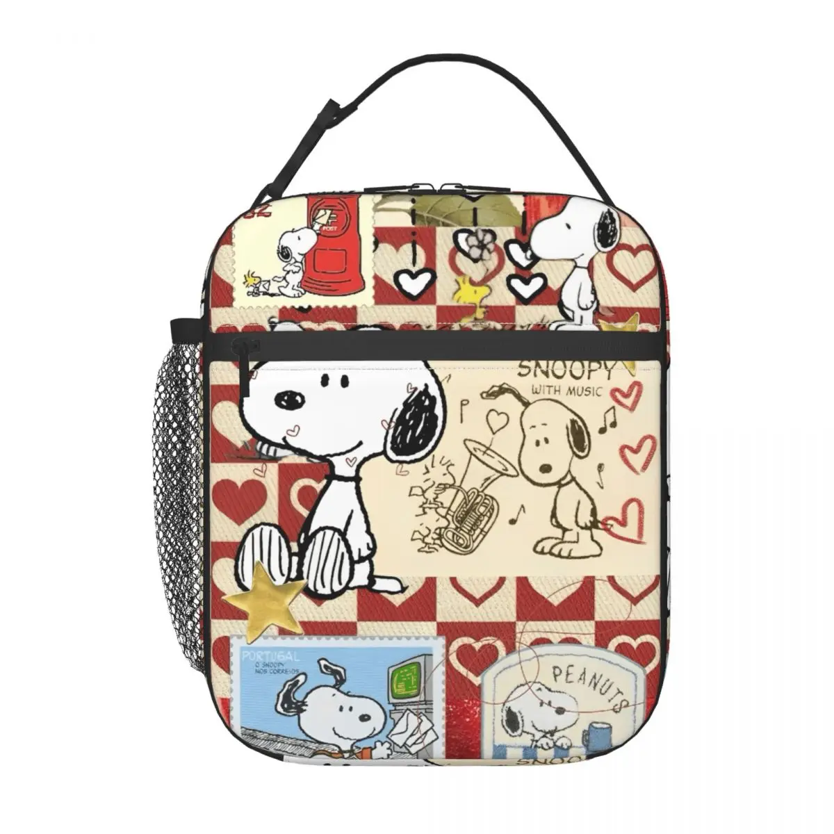 Izolowana torba na lunch z motywem Snoopy, pudełko na jedzenie w stylu Ins, termiczna torba chłodząca na bento do szkoły.