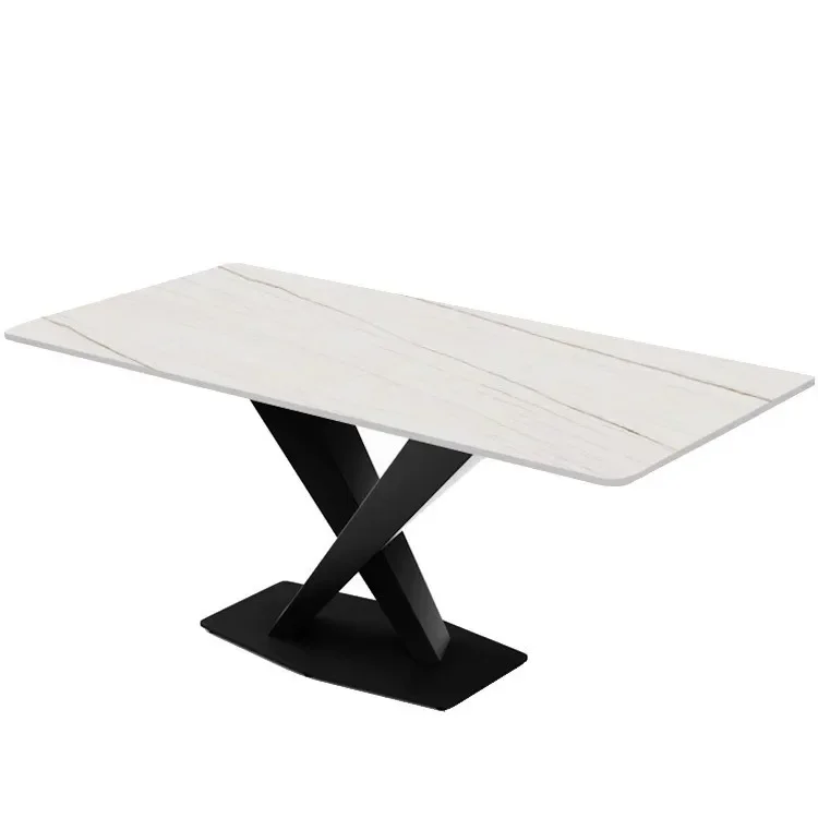 Slate dining table home high-end chair stainless steel dining dining table for 5 people