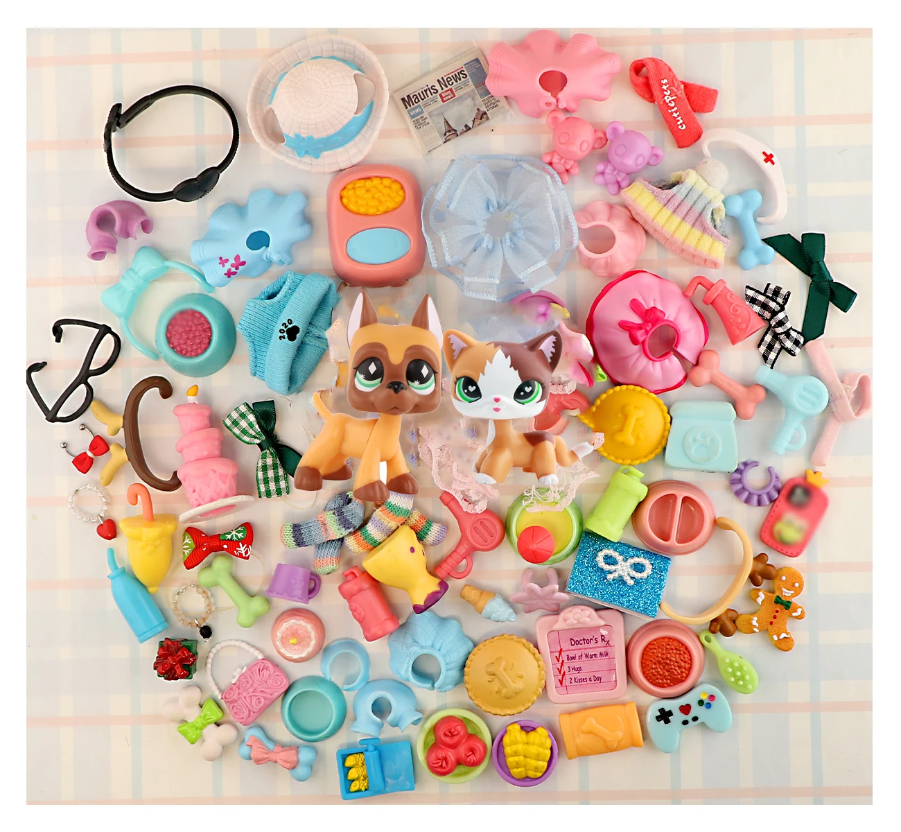 

Random 25pcs Accessories Rare,Pet Shop Random Pack,Hat Necklace Scarf Wings Glasses Necklace Tutu Skirts Collar Jackets Drinks