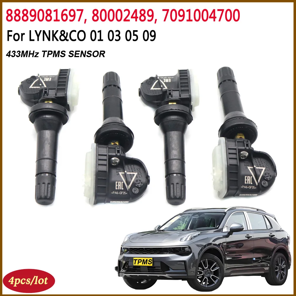 4PCS 8889081697 New Car TPMS Tire Pressure Sensor For LYNK&CO 01 03 05 09 01/05/09 EM-P E-Wagon EV 2022-2024 433Mhz