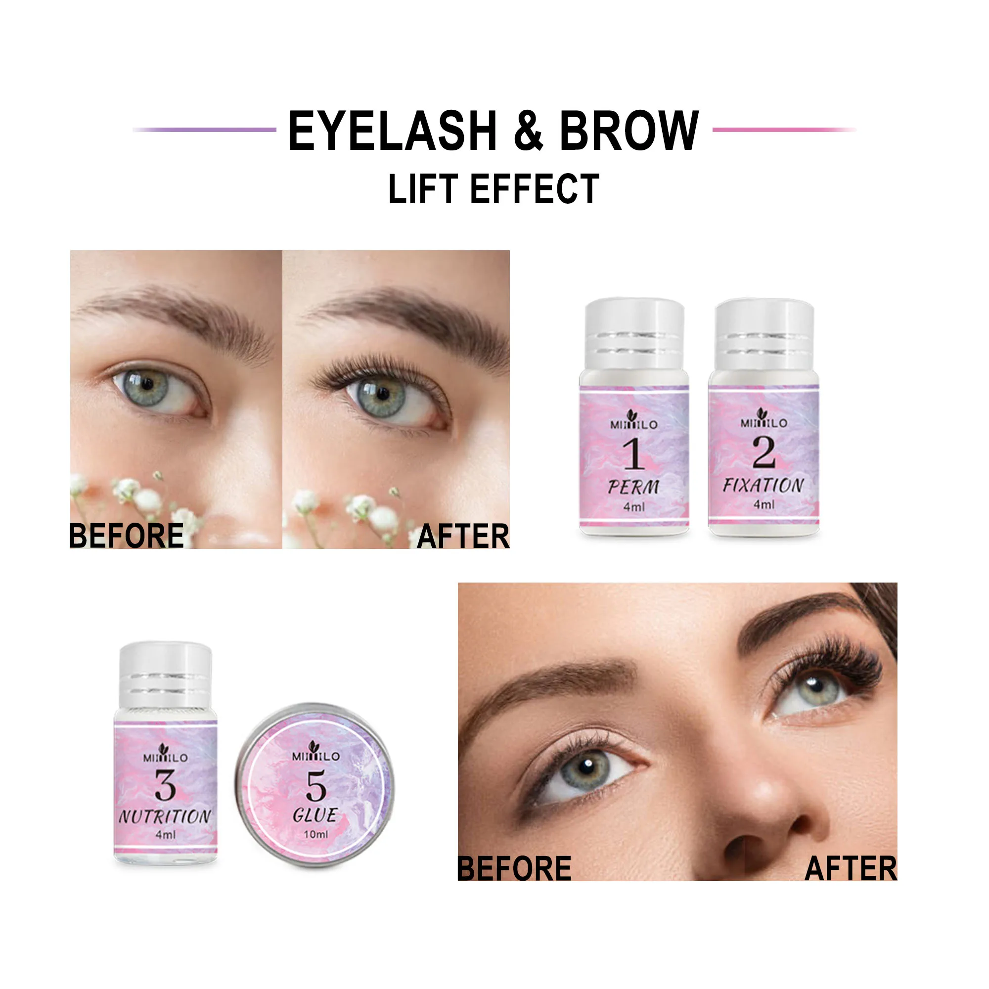 Curl eyelashes and shape eyebrows shaping/dying set Eye makeup product lifting set, 2 in 1 perm, easy to use，6-8 weeks