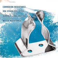 Replacement Stainless Steel Boat Oar Holder Universal Durable Spring Clips Silver Boat Hook Holder