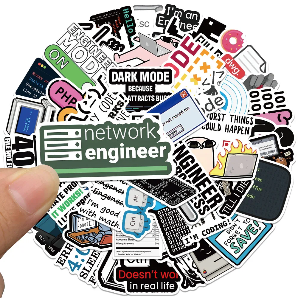 50pcs Funny Cartoon Software Engineer Stickers IT Programming Decals For Laptop Water Bottle Phone Geek Waterproof Graffiti