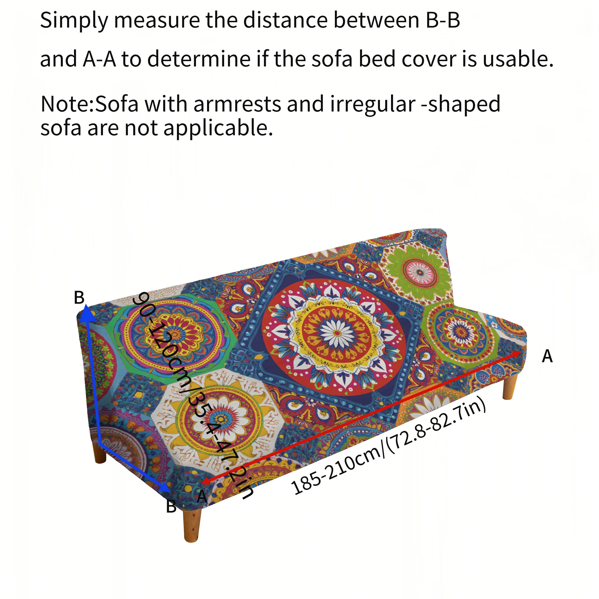 Bohemian geometric parquet elastic sofa bed cover, living room sofa bed cover, dustproof machine washable sofa bed cover