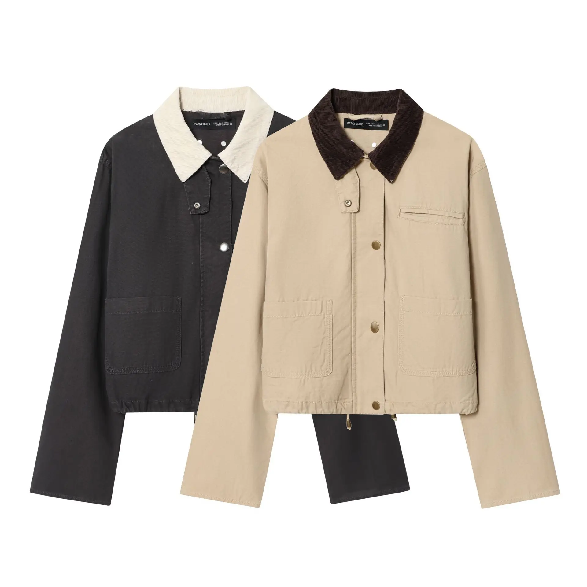 

Летняя новая стильная американская рабочая одежда в стиле ретро, короткая куртка с вельветовым воротником, женский модный топ 1298255, оптовая продажа торговой торговли