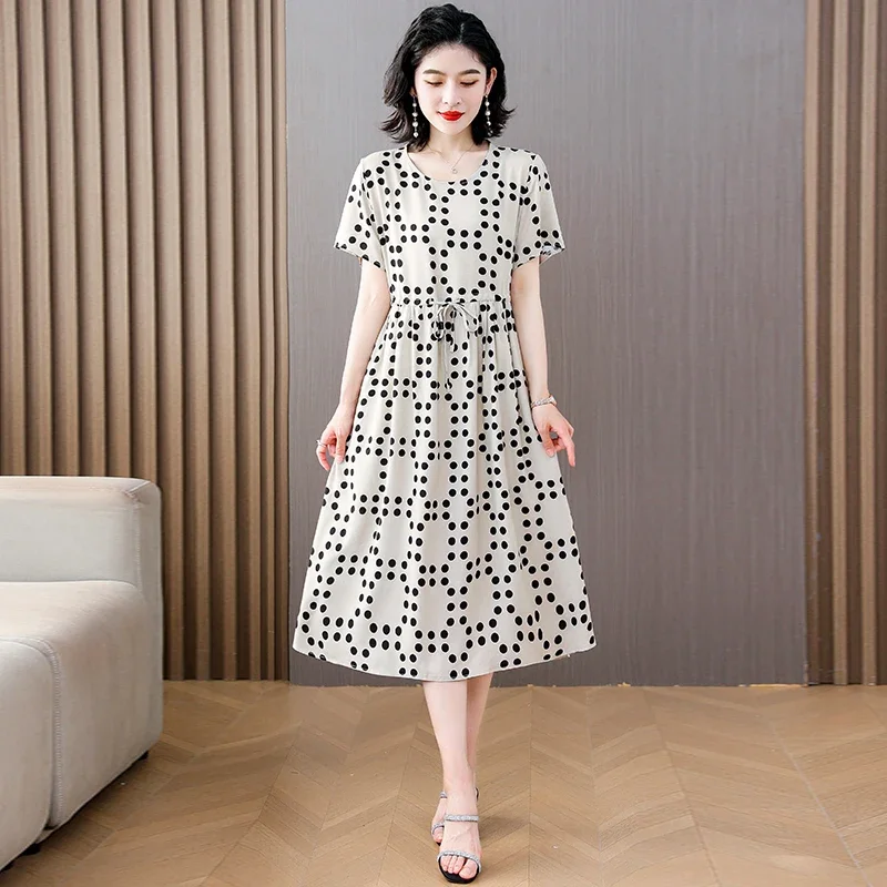 Summer Elegant Dresses Ladies 2023 Slim Short Sleeve Casual Summer Women\'s Dresses Korean Style Vintage Clothes High Quality