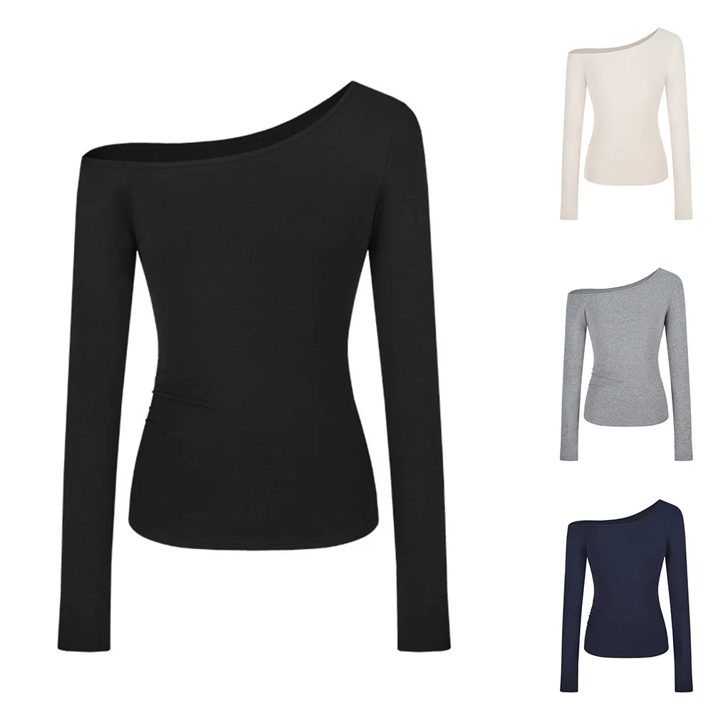 ملابس يومية غير رسمية للحفلات، قميص نسائي مثير باللون الأزرق الداكن، بأكمام طويلة، متوفر بمقاسات مختلفة