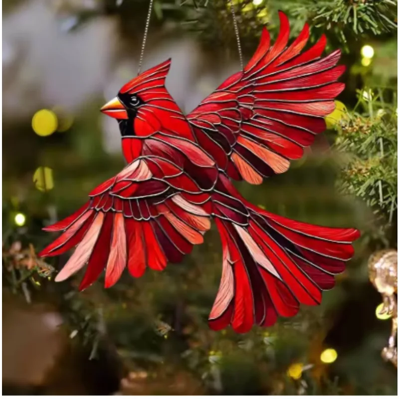 Painted Acrylic Material Myth Fire Phoenix Tortoise Sun Catcher Glass Lacquer Window Hanging Decoration Porch Hanging Decoration