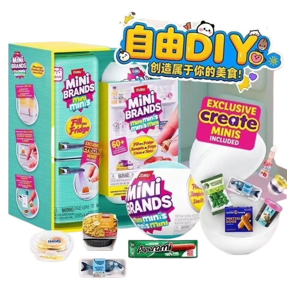 Mini refrigerator set toy play house miniature refrigerator MINI brands food ball tide play blind box collection surprise box