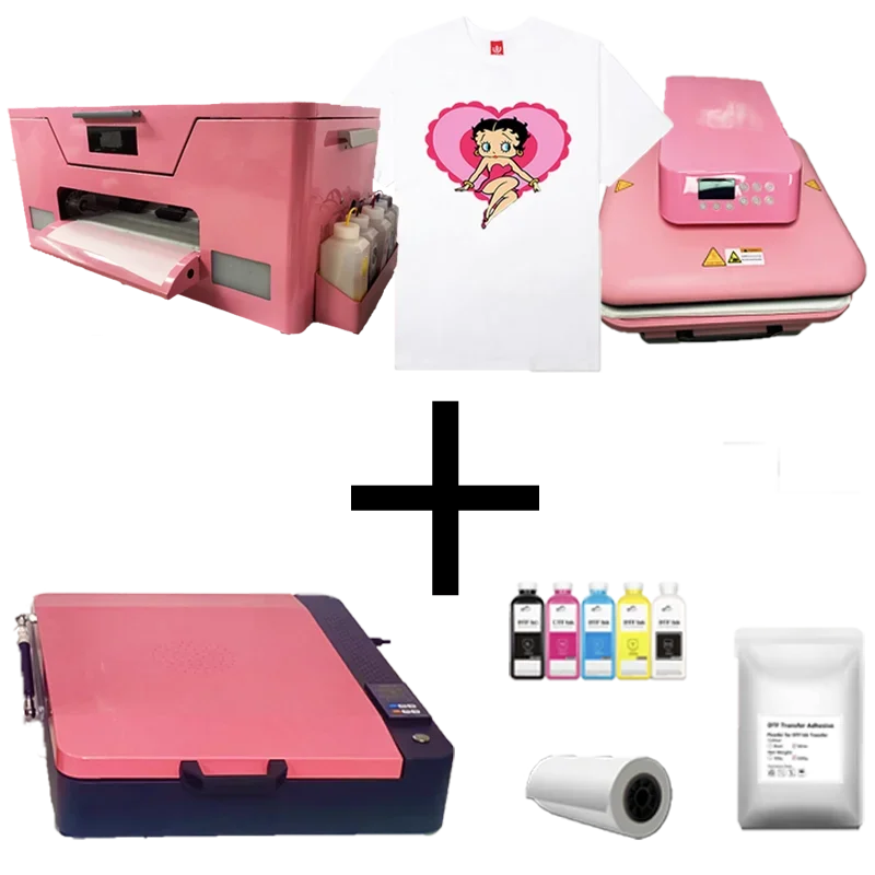 Pink kit XP600  DTF Printer Heat Transfer Pet Film A3 With Oven Ink Powder Roll Film A Set Of Combinations 13Inch