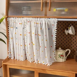 Rideau court en coton pour cuisine, chambre à coucher, salon, baie vitrée, rideau d'armoire