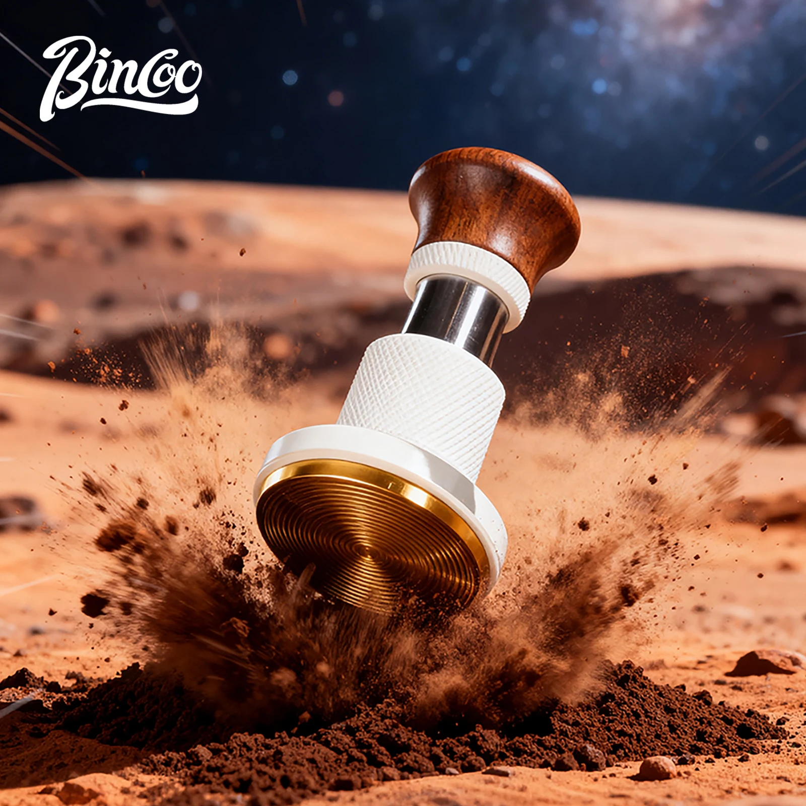 Bincoo Titanium Espresso Tamper with Constant Force 30LB Impact Threaded Base Coffee Maker Tamping Accessory