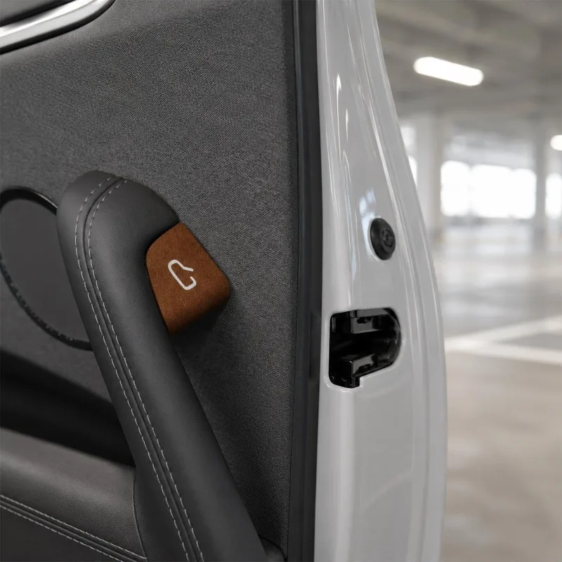 Car Door Open Button Decals Armrest Window Lift Button Switches and Interior Accessories for the Tesla in Suede Finish