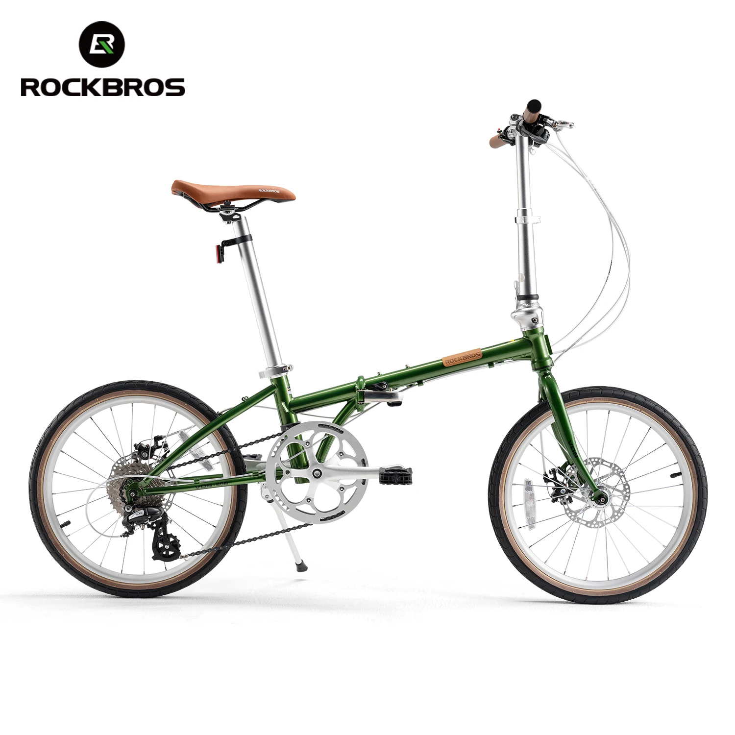

ROCKBROS 20 inches Folding Bike Lightweight High Strength Steel Frame 8-Speed Shifter Disc Brake Portable Daily Commute Bicycle