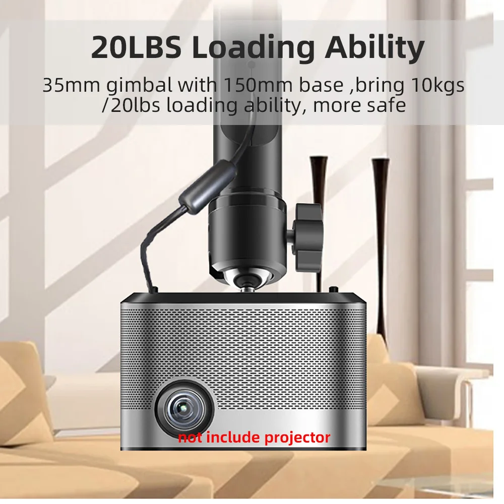 دعامة تثبيت لجهاز العرض شديدة التحمل 6 كجم من Yinzam، سقف فولاذي قابل للتعديل الارتفاع ومثبت على الحائط للمسرح المنزلي/المكتب