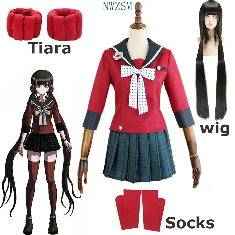 Anime Danganronpa Cosplay Harukawa Maki Cosplay disfraces peluca uniforme escolar para niñas Dangan Ronpa disfraz de Halloween para mujeres
