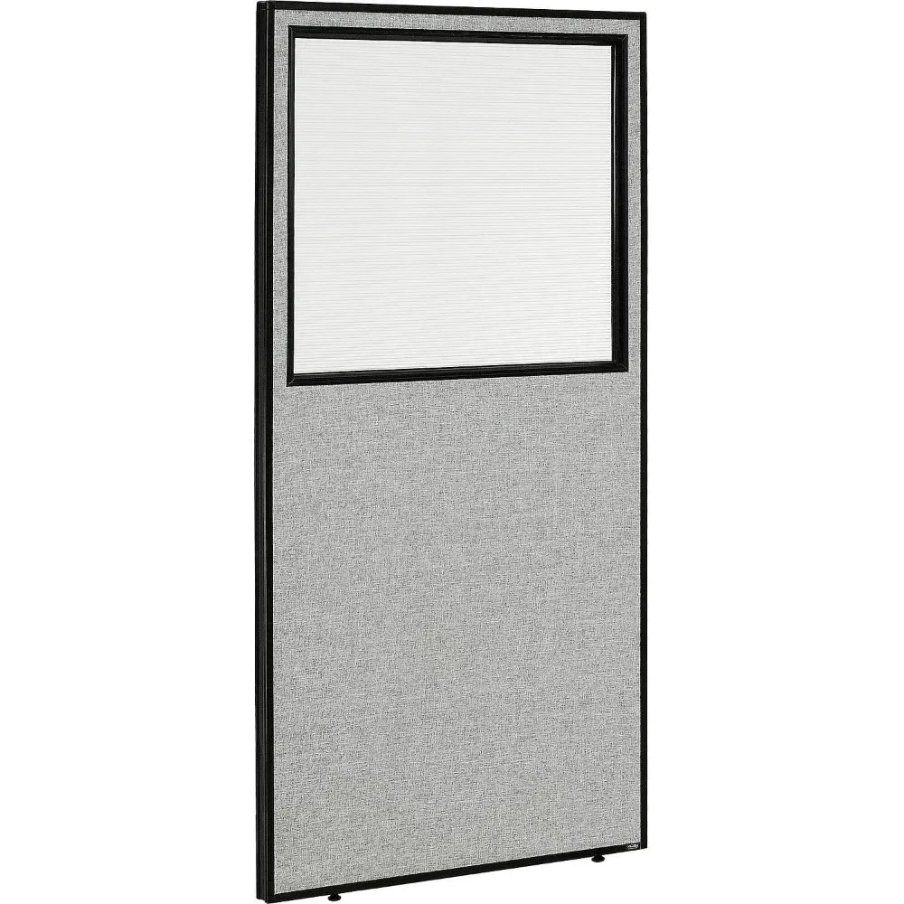 

Interion Office Partition Panel with Partial Window, 24-1/4"W x 96"H, Gray