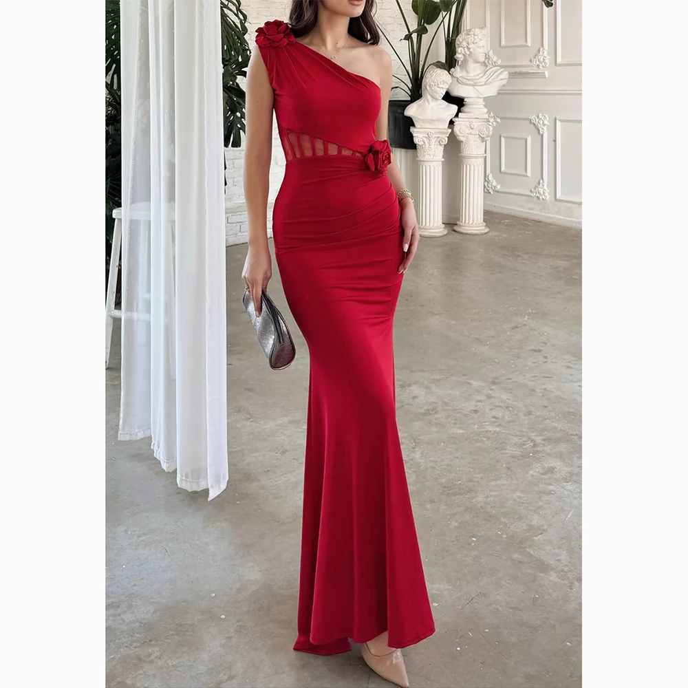 robe-de-soiree-rouge-personnalisee-asymetrique-epaule-denudee-elegante-a-fleurs-auto-culture-longueur-au-sol-robe-de-bal