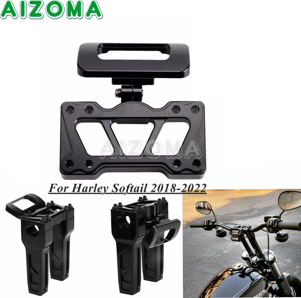 

Motorcycle 25/28/32/38mm Handlebar Clamp Adjustable Riser Gauge Mount Kit For Harley Softail FXBB FXBR FXBRS FXST FXLRST 18-2022