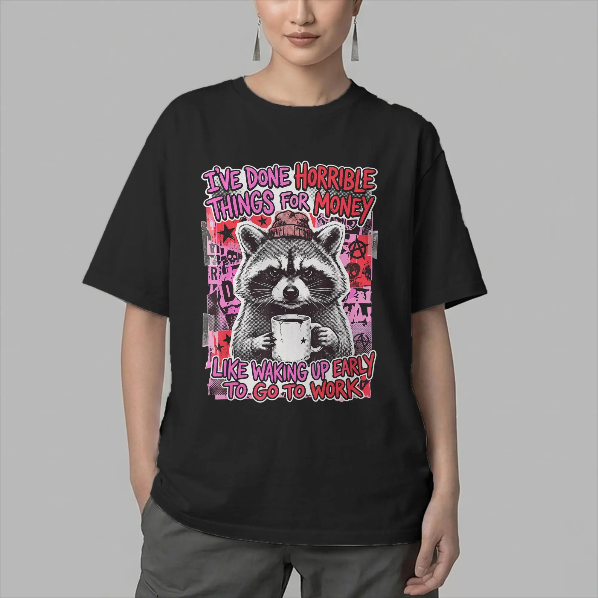 Funny I've Done Horrible Things for Money Raccoon T-Shirts for Men Crew Neck Pure Cotton T Shirt  Short Sleeve Tee Shirt Clothes