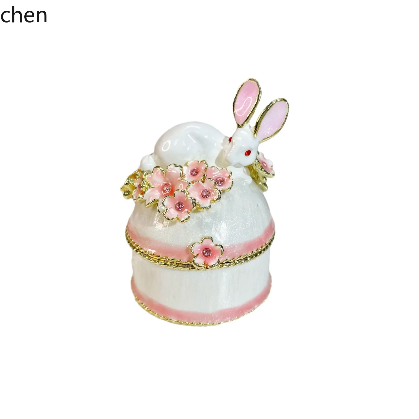 H1 Little Rabbit Enamel Jewelry Box Creative Animal Cute Magnetic Flip Jewelry Box Desktop Decoration Cultural and Creative Gift