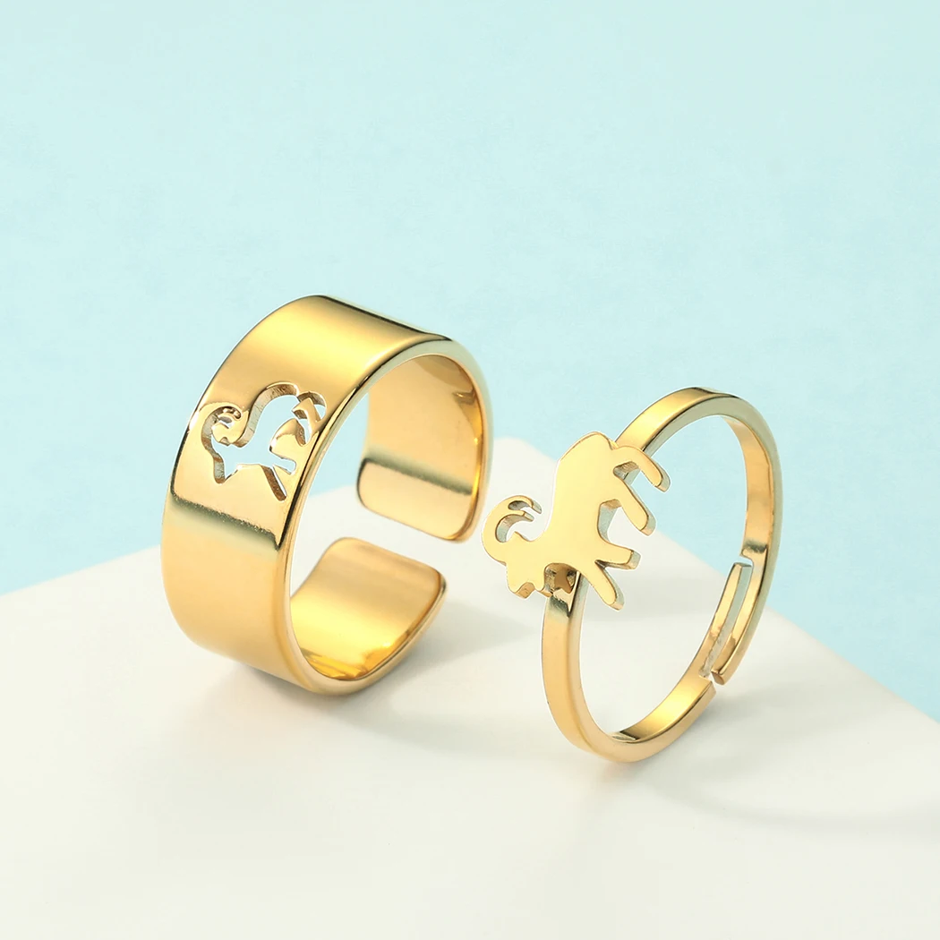 تشاندلر الفولاذ المقاوم للصدأ الماعز وعد حلقة مجموعة البقرة له ولها العجل الدائري عشاق الماعز هدية يمكن حلقة قابلة للتعديل #1