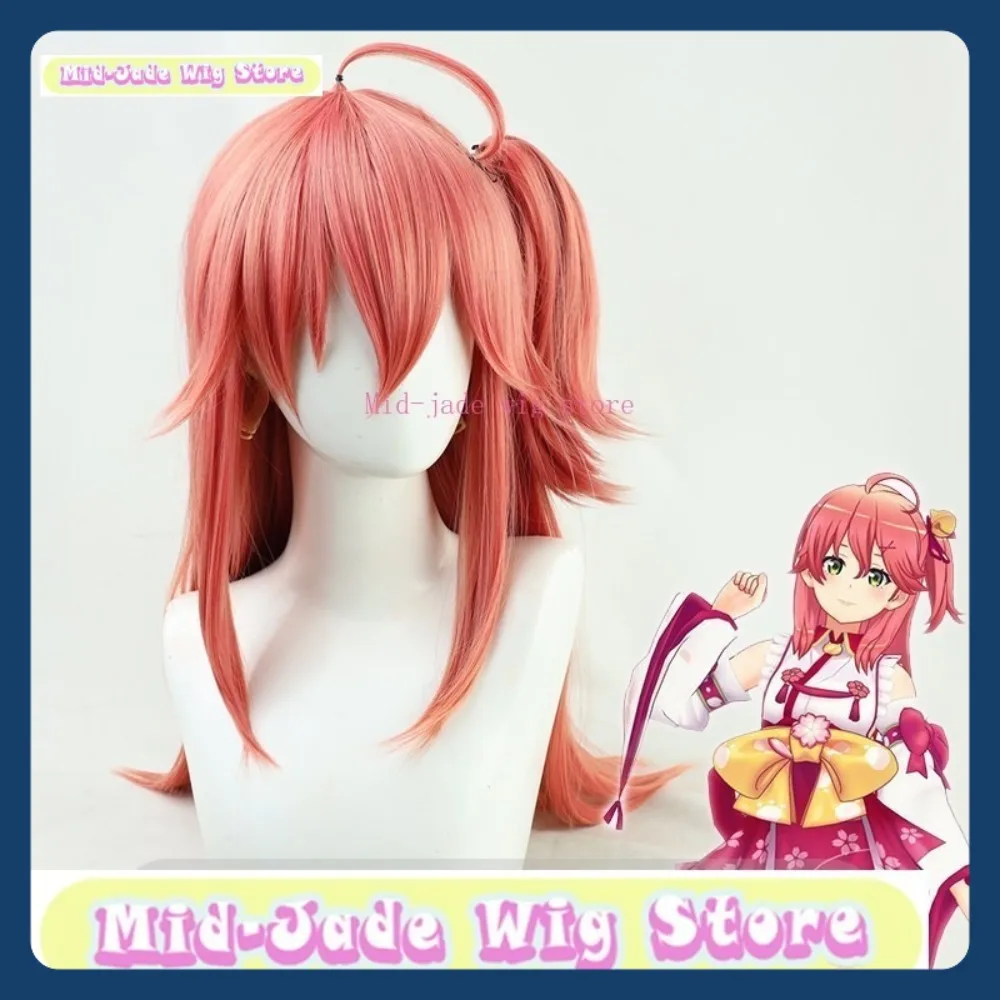 Parrucca Mid-jade Negozio Hololive Sakura Miko Parrucca Cosplay Gioco Anime Gioco di ruolo Parrucca sintetica per feste di Halloween