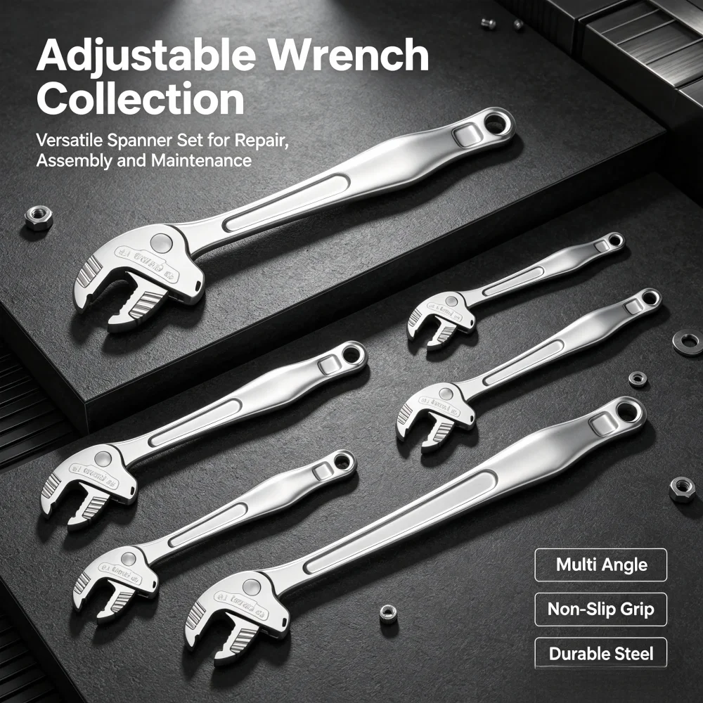 Industrial Crab Claw Wrench - Self-Adjusting Ratchet with Wide Jaw for Automotive, Piping & Manufacturing (Heavy-Duty)
