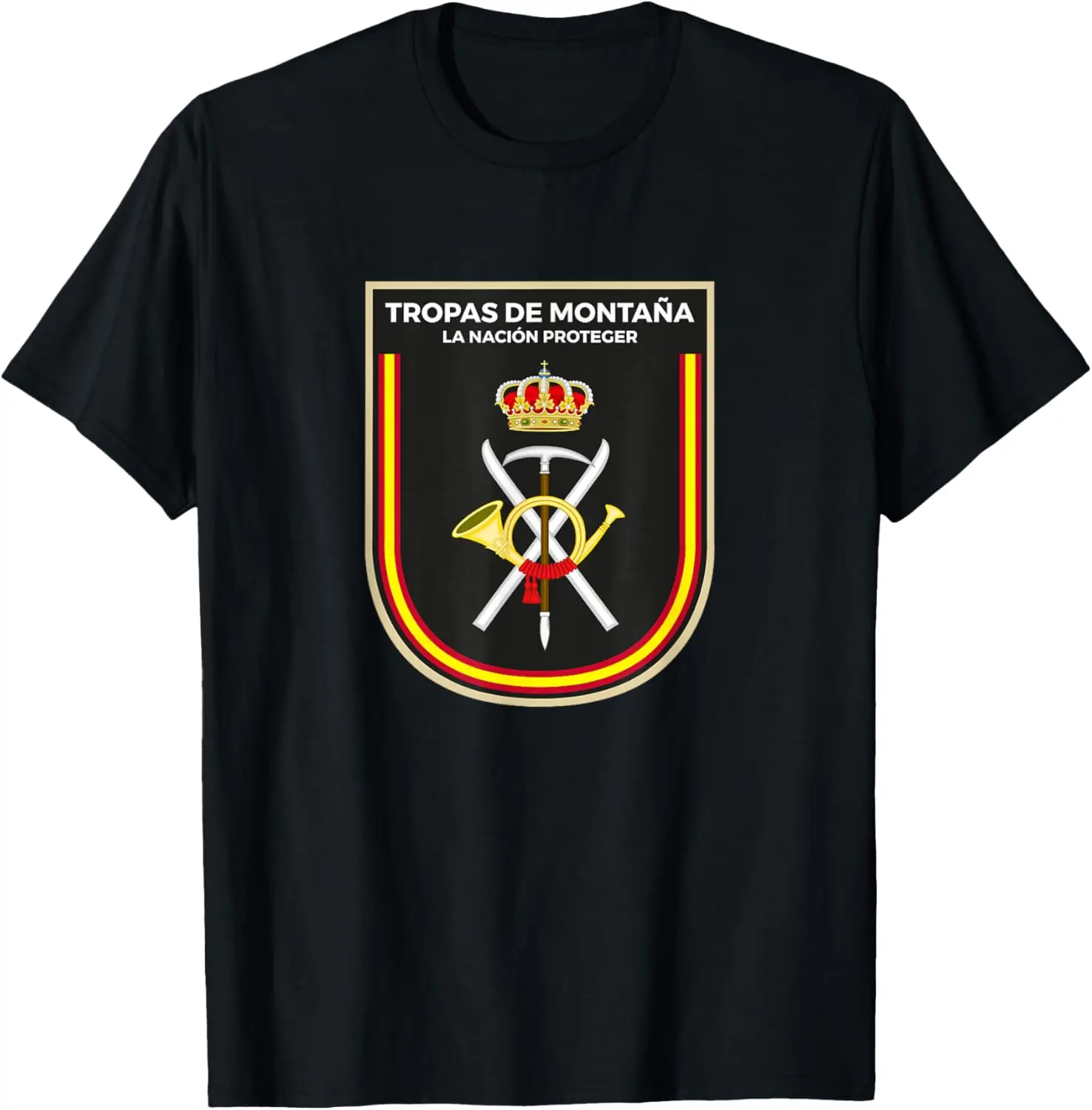 Emblema Tropas Montaña Ejército De Tierra Ejército Español Camiseta T-shirt Short Sleeve Casual 100% Cotton Shift