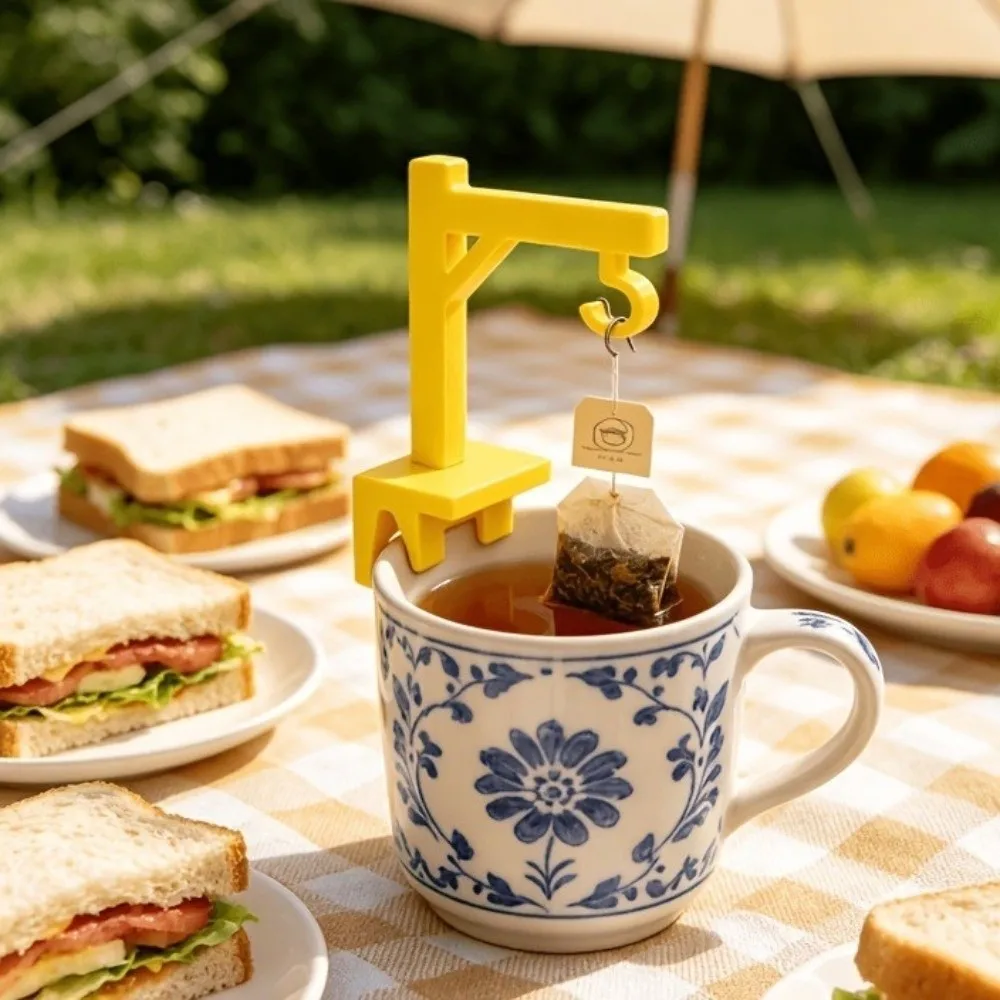 8PCS Reusable Mini Tower Crane Tea Bag Holder Plastic Funny Tea Bag Fixing Clip Portable Anti-Drop Tea Bag Hanger Brewing Tools
