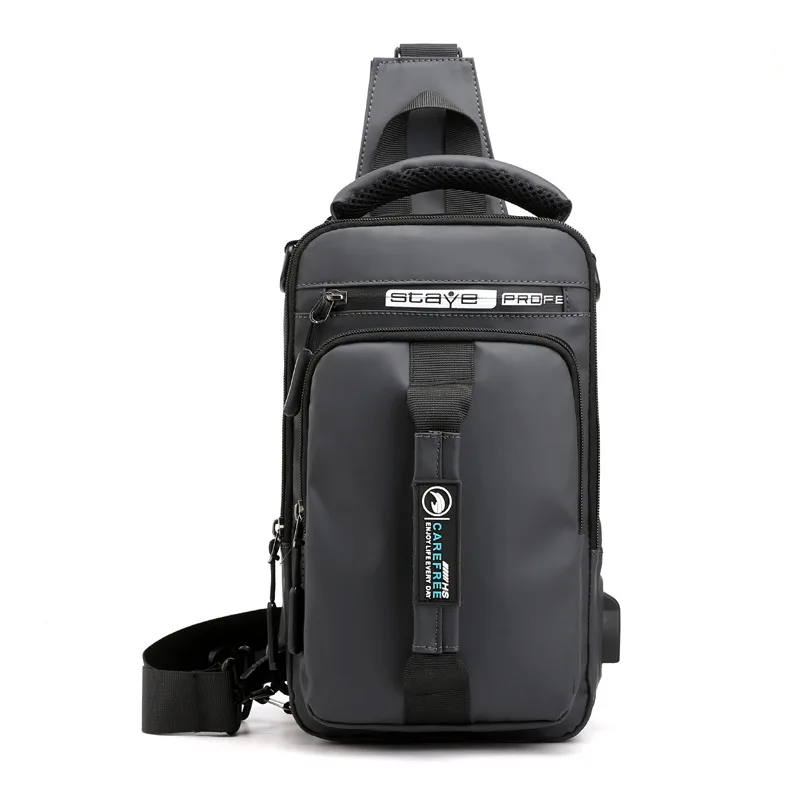 New Men's Chest Bag Charging USB Interface Chest Bag Multi functional Single Shoulder Bag Backpack