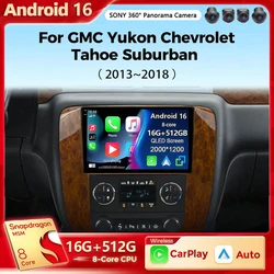Android 16 Car Radio For GMC Yukon Chevrolet Tahoe Suburban 2008-2012 Carplay Multimedia Video Player Navigation Stereo Wifi+4G