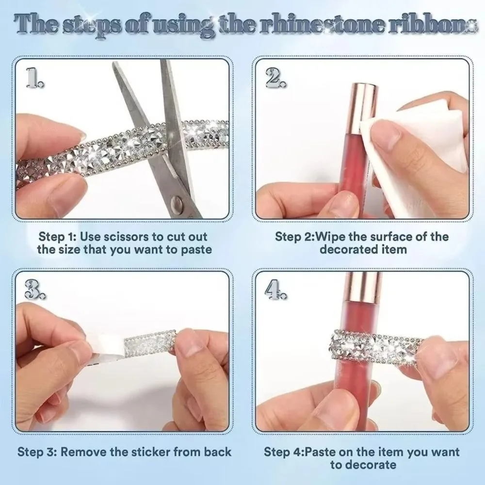 Adesivo autoadesivo con strass di cristallo Adesivo fai da te Nastro con strass di cristallo bling Nastro con diamanti di larghezza 1 cm