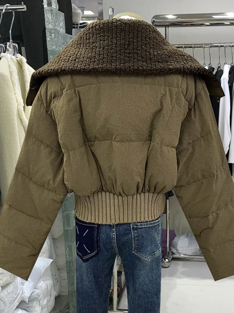 

Сплошной цвет, свободный короткий пуховик с лацканами, женская зимняя новая модная утолщенная теплая одежда на молнии с хлопковой подкладкой, уличная одежда