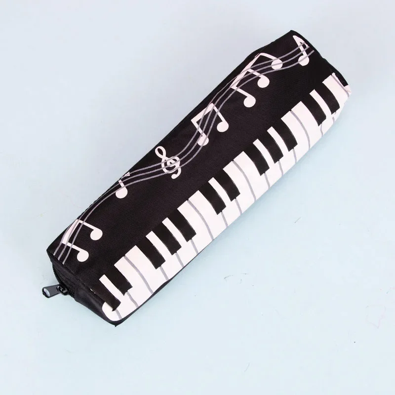 Creative Novelty Student Pencil Case Square Single Layer Oxford Cloth Pen Bag for Girls Boy Musical Note Piano Stationery Pouch