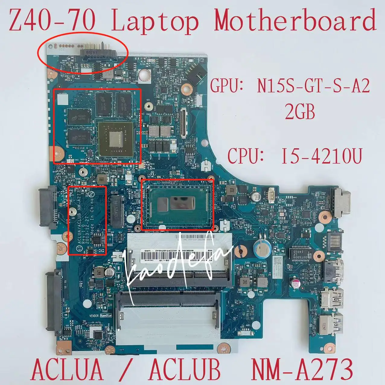 NM-A273 материнская плата для Lenovo Ideapad Z40-70 материнская плата для ноутбука CPU:I5-4210U SR1EF GPU:N15S-GT-S-A2 2GB DDR3 FRU:5B20G45540