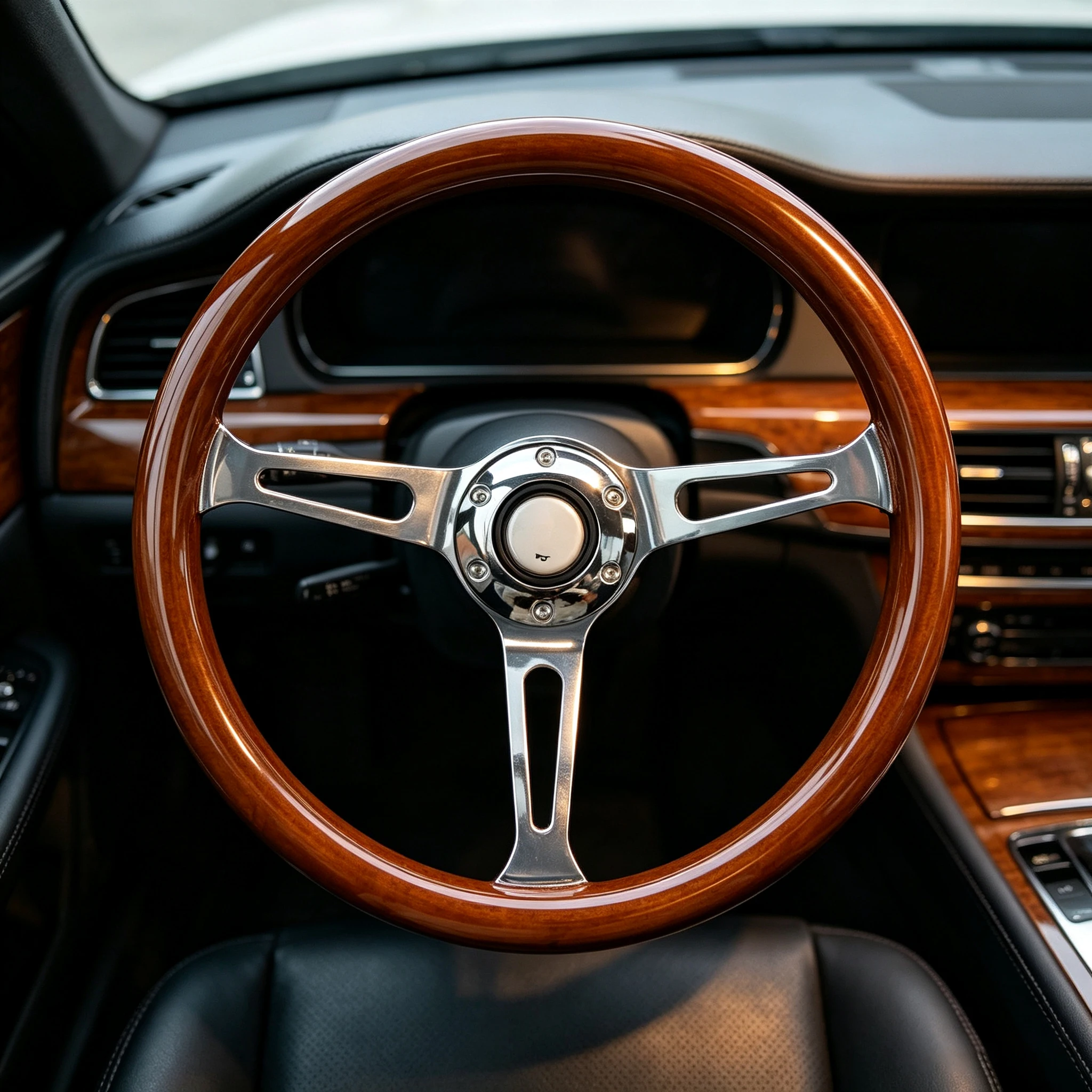 New 15-inch 380mm Classic Vintage Car Solid Wood Steering Wheel Car Racing Steering Wheel Upgrade