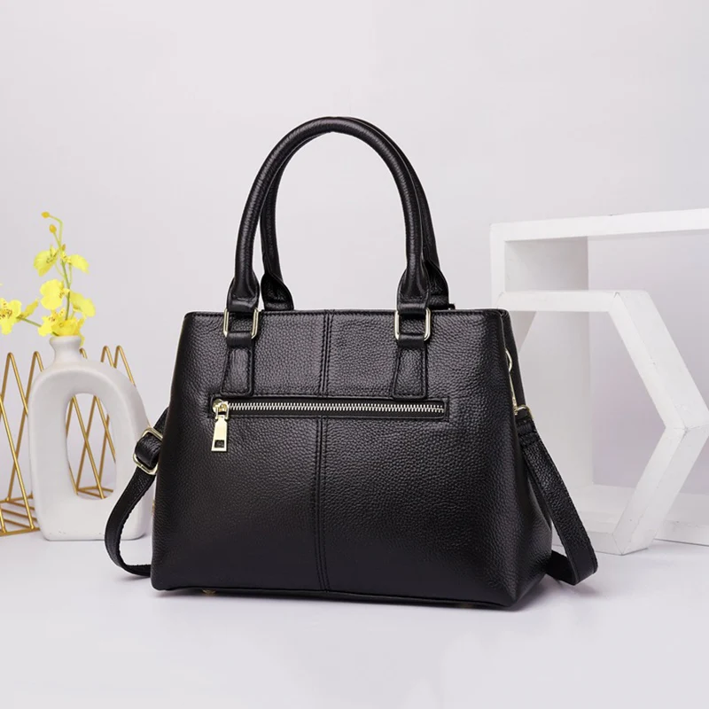 Women Handbag 2023 New Casual Mommy Messenger Crossbody Bag Female Fashion Luxury Cowhide Genuine Leather Totes Shoulder Bag