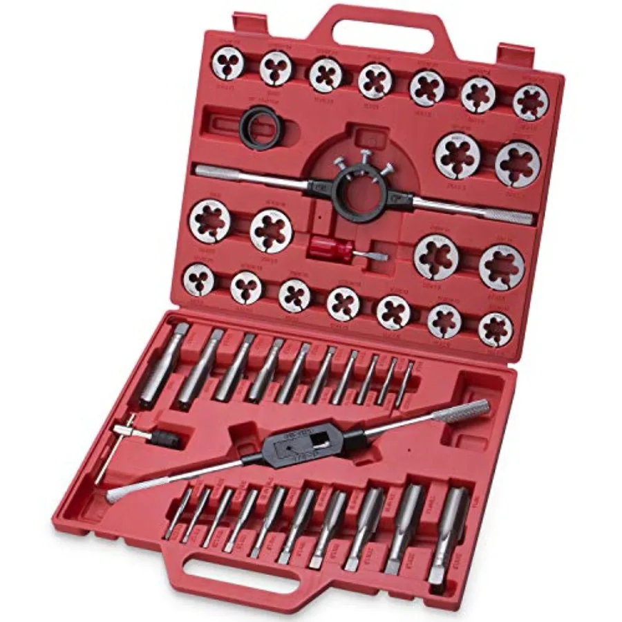 45-Piece Premium Large Size Tap and Die Set - M6, M8, M10, M12, M14, M16, M18, M20, M22, M24, Both Coarse and Fe Teeth ential T