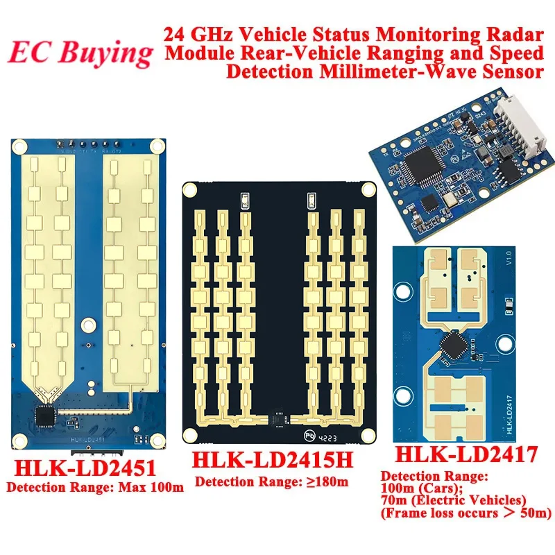 HLK-LD2451 LD2415H LD2417 24Ghz Road Vehicle Car Status Detection Sensor Ranging Speed Module Millimeter Wave Radar Blind Spot
