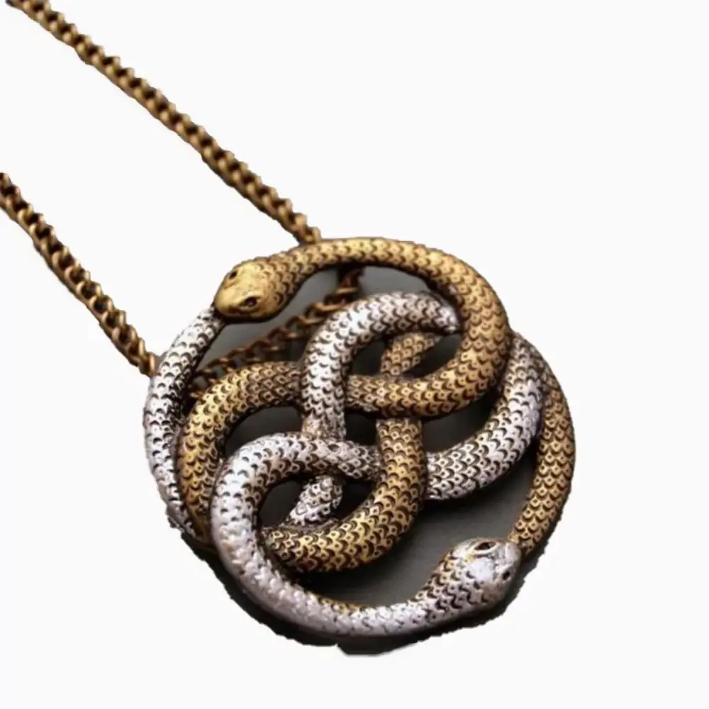 Vintage Fashion Punk Twisted Snake Pendant Necklace Jewelry Women\'s Men\'s Snake Knot Articulated Snake Pendant Chain Accessories