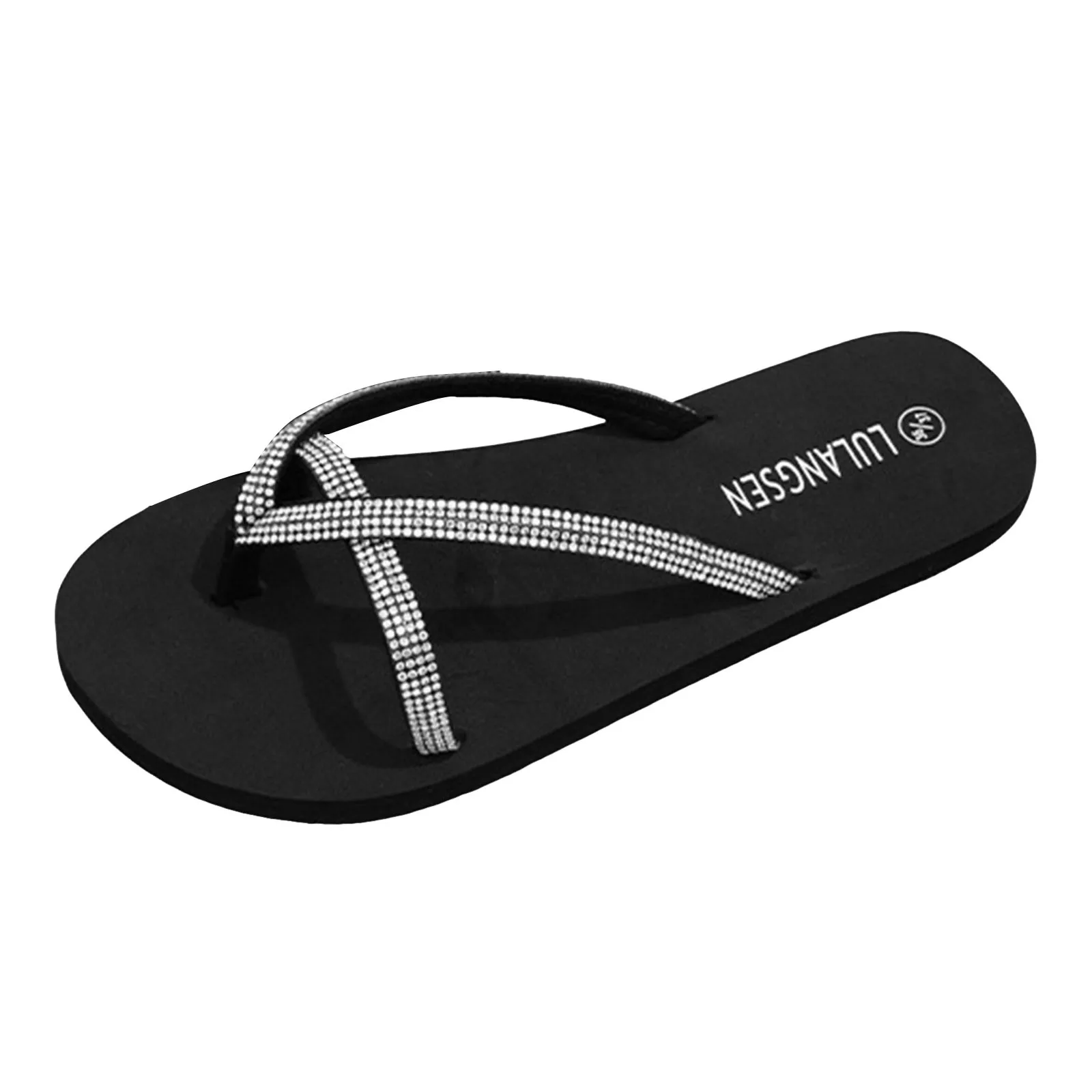 

Женские шлепанцы с поддержкой свода стопы, весенне-летние женские глянцевые повседневные шлепанцы со стразами, пляжные классические шлепанцы