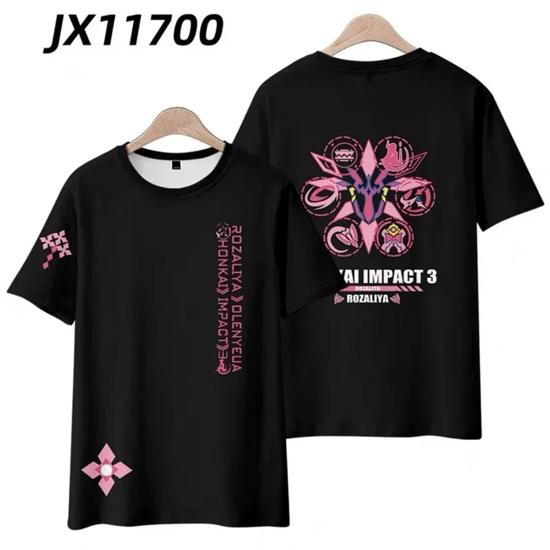 Honkai impact 3 rozaliya olenyeva printing 3d t-shirt summer fashion round neck short sleeve kimono popular game streetwear