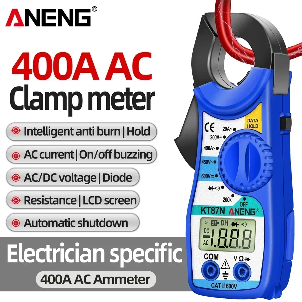

ANENG KT87N Digital Multimeter Clamp Meters AC/DC Voltage Current Tester 600v True RMS Multimeter Capacitance Electrical Tools