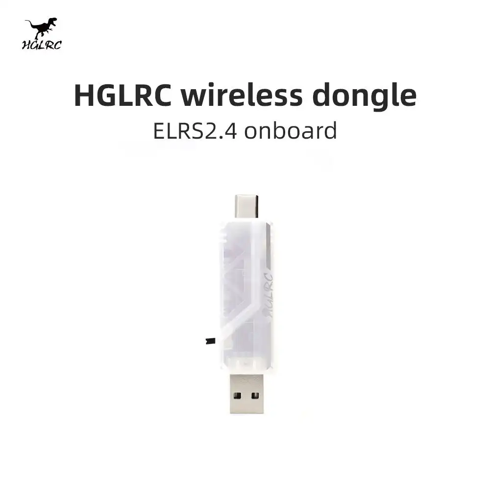 HGLRC ELRS 3.0 USB Dongle, 2.4GHz 250Hz High Refresh Rate Simulator Adapter with Type-C & USB-A Dual Plug
