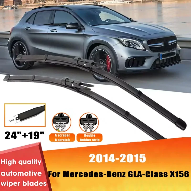 

2pcs Wiper Front Wiper Blades Set For Mercedes-Benz GLA-Class X156 2014-2015Windshield Windscreen Window 24"+19"Car Accessories