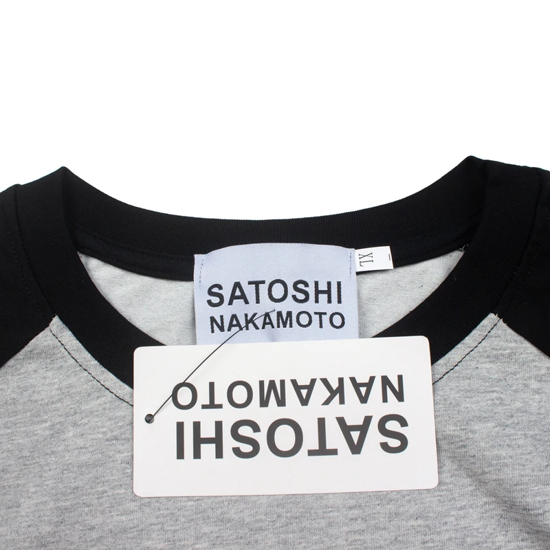 New SATOSHI NAKAMOTO Men's Long Sleeve Tee Raglan Contrast Color Star Sleeve Letter Casual Streetwear Shirt