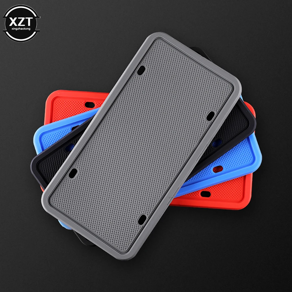 Silicone License Plate Frames Weather-Proof Car License Plate Cover Car Rust-Proof Black License Plate Bracket Holder