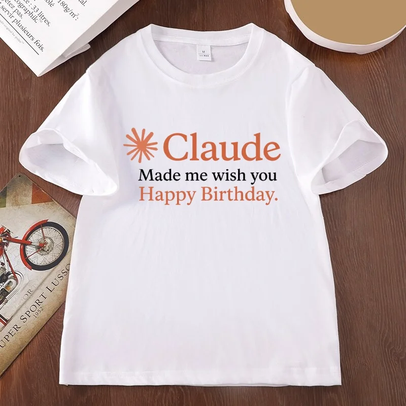 Claude Happy Birthday Graphic T Shirts Men Women Cotton Short Sleeve T-shirts Loose Round Neck Printed T-shirts Streetwear