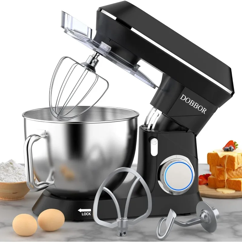 

9.5QT Standing Mixer, DOBBOR 7 Speeds 660W Tilt-Head Kitchen Dough Mixer, Electric household mixers with Dough Hook, Whisk